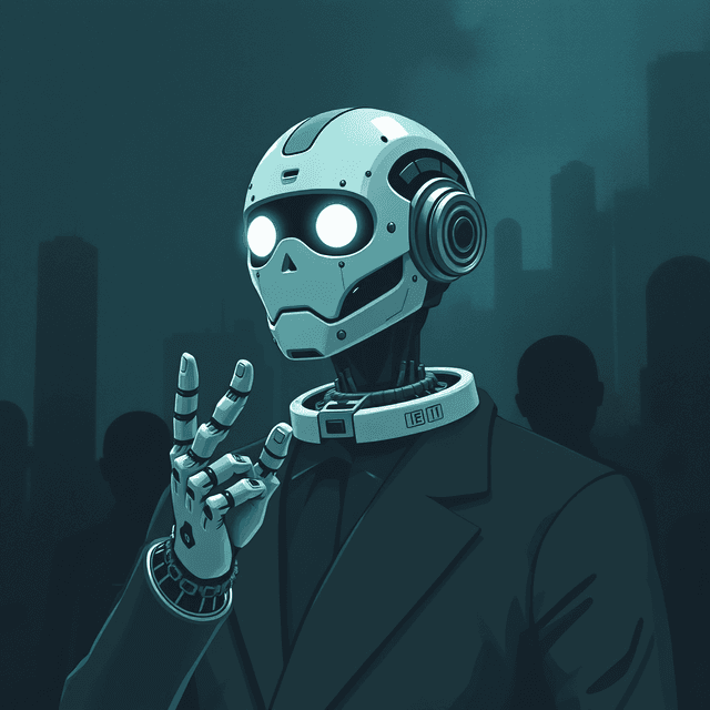 AI chatbot, yes-man, sycophancy, dark moody tones, editorial illustration