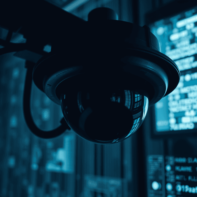 data surveillance, NSA, digital network, privacy, sharp tech-noir photography style, cool steel blues and white highlights