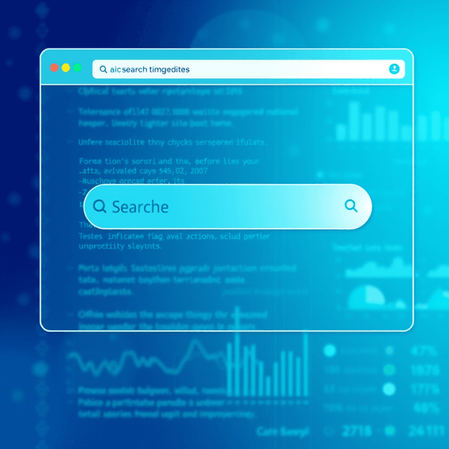 search query, browser window, data visualization, curious and analytical feel, cool blue and teal tones