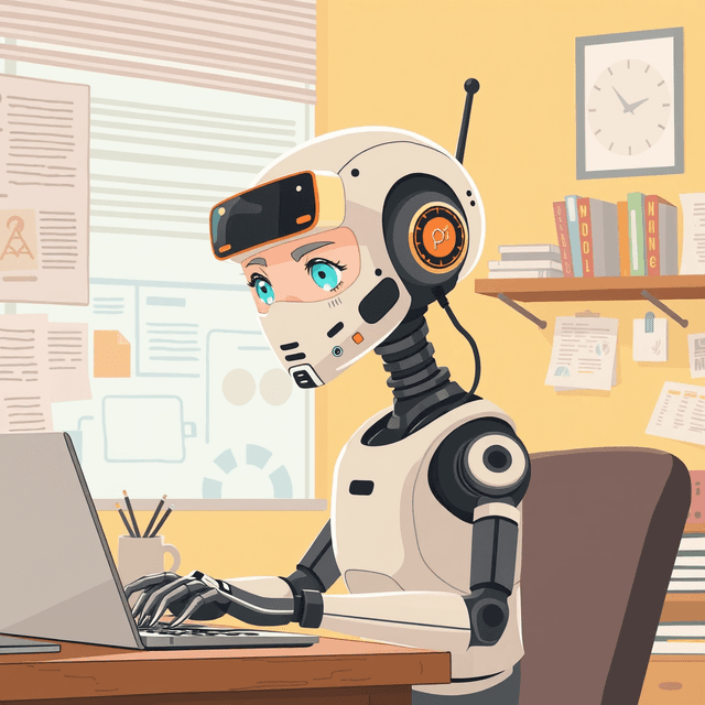 AI agent, digital workspace, memory palace, clean journalistic illustration, curious and analytical feel