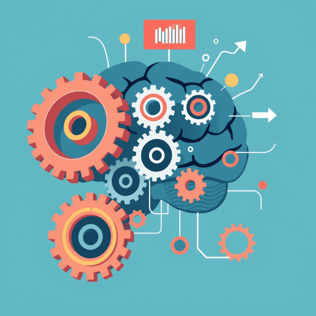 brain, gears, data flow, clean journalistic illustration, curious and analytical feel