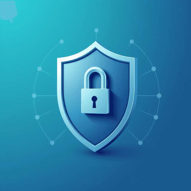 AI model, shield, lock, clean journalistic illustration, cool blue and teal tones