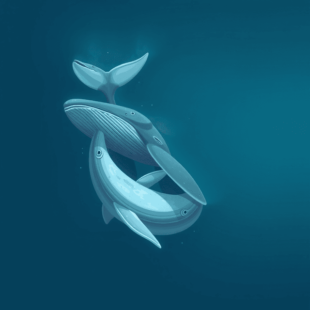 whale birth, sperm whale, ocean, Project CETI, clean editorial illustration, digital decay, smooth gradients, scan line