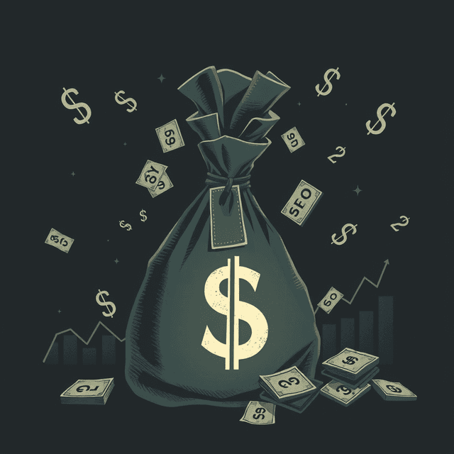 numbers, graph, money bag, stressed, dark moody tones, editorial illustration