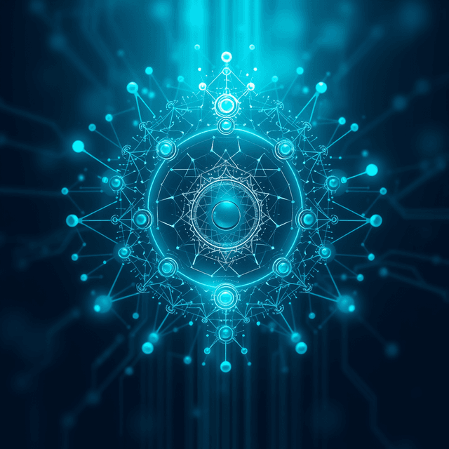 generative art, reward model, AI, composition, cool blue and teal tones, curious and analytical feel