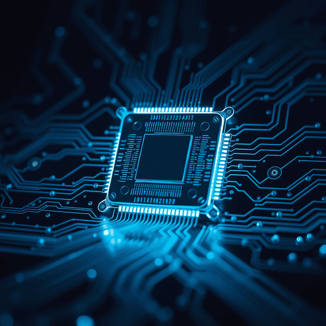 data chip, circuitry, server, fear, money, sharp tech-noir photography style, cool steel blues and white highlights against